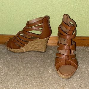 Brown wedge heels